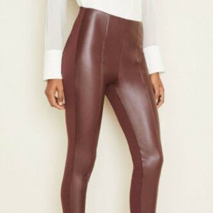 Ann Taylor Side Zip Faux Leather Leggings Wine